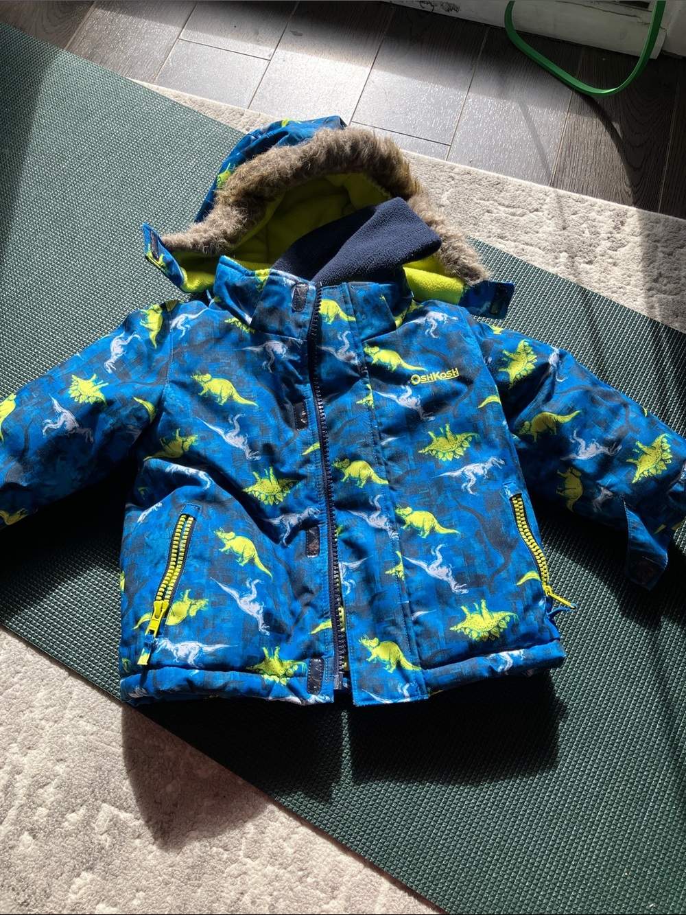 OshKosh B'gosh Neon Yellow and Blue Toddler winter snow Jacket